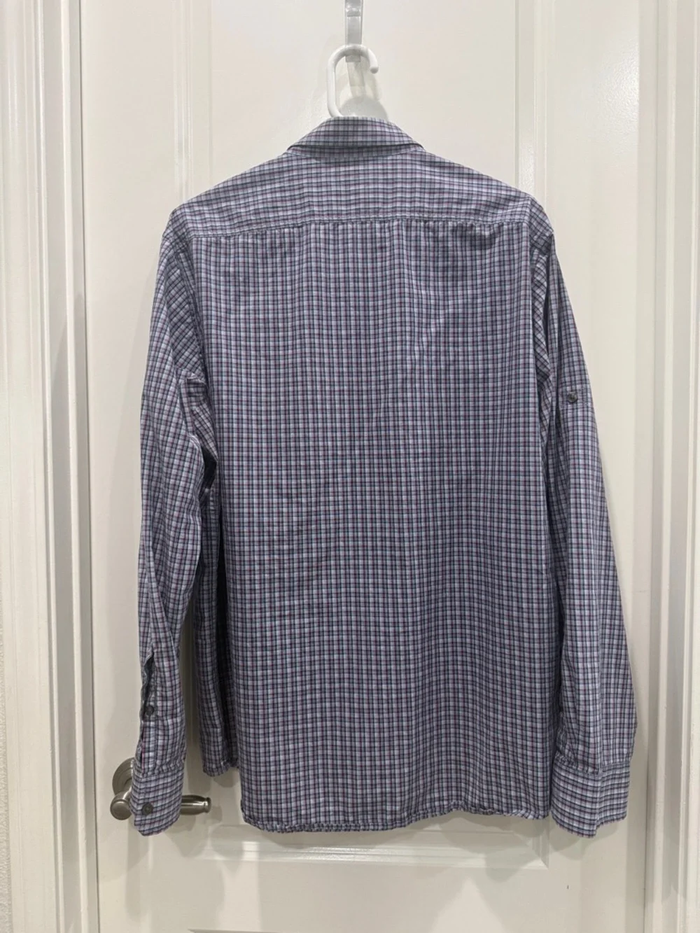 Michael Kors Men's Blue Plaid Button-Down Shirt - Picture 4 of 6